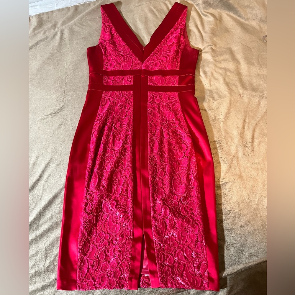 Jax V-Neck Red Lace Midi Dress Size 10 - Never worn. Excellent condition.